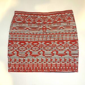 THML Boho Embroidered Red White Black tribal pattern boutique pencil mini NWOT